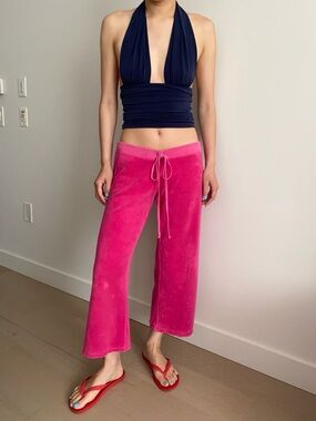 Juicy Couture Hot Pink Velour Cropped Pants